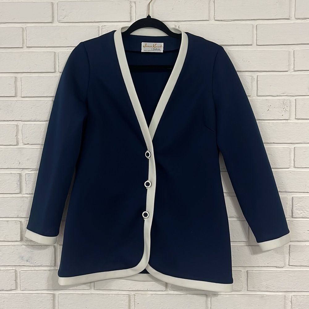Vintage 80s James Kenrob Navy/White Blazer – Timeless Style #406